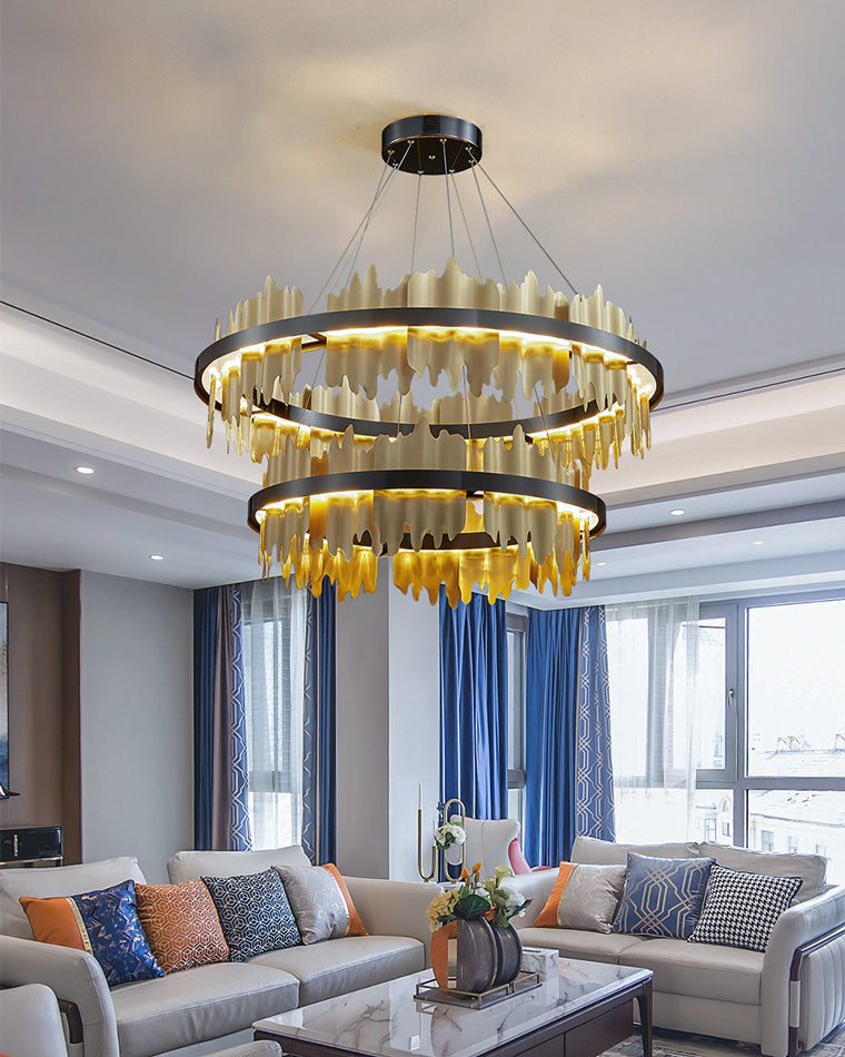 Lustre Rond - Iceberg Noir & Or