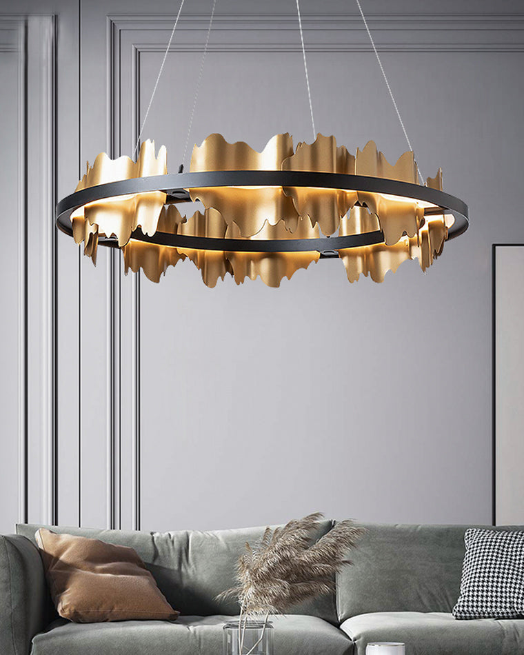 Lustre Rond - Iceberg Noir & Or