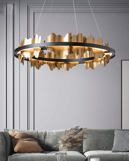 Round Chandelier - Iceberg Black &amp; Gold