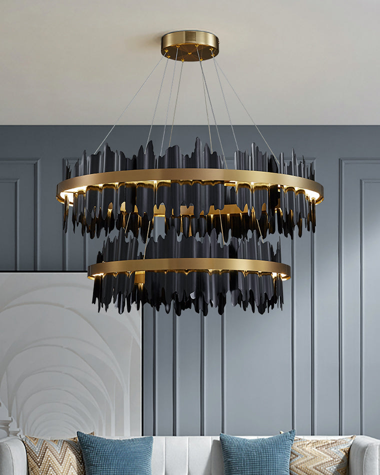 Lustre Rond - Iceberg Noir & Or