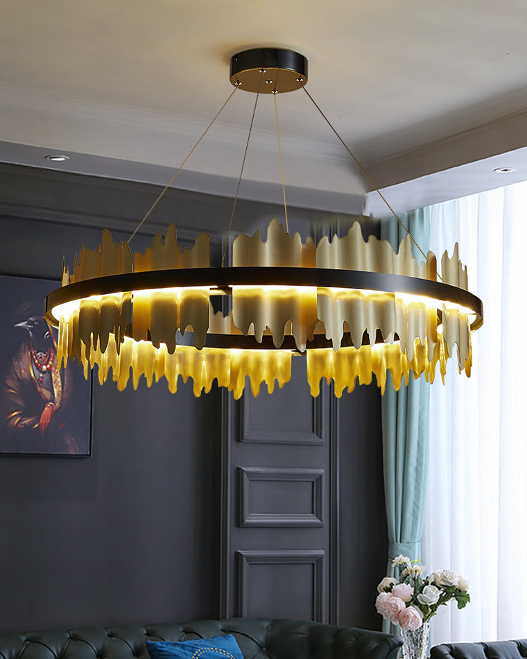 Lustre Rond - Iceberg Noir & Or