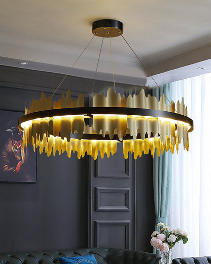 Round Chandelier - Iceberg Black &amp; Gold