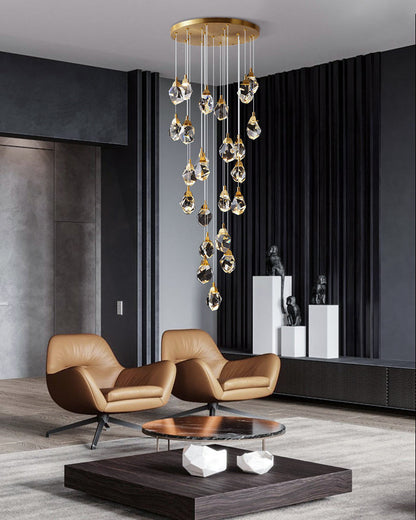 Crystal Rain Chandelier - Natural Elegance