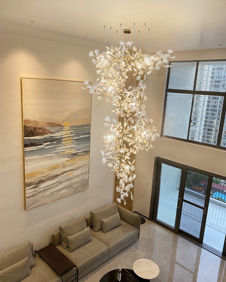 Ginkgo Breeze Porcelain Cascade Chandelier