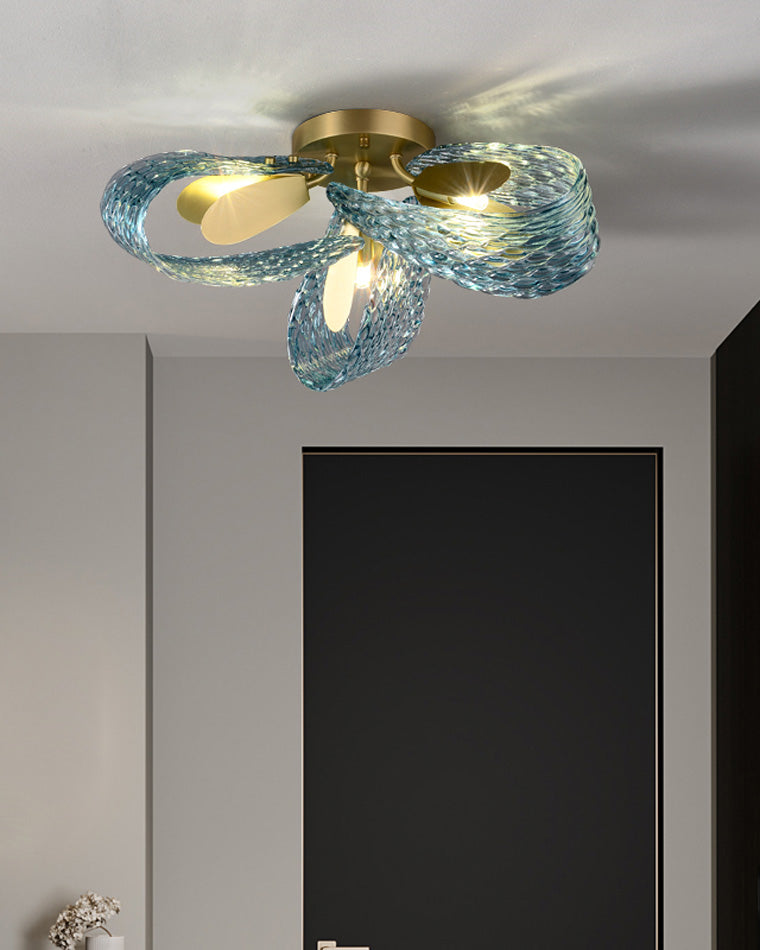 Peacock Glass Semi-Flush Mount Ceiling Light