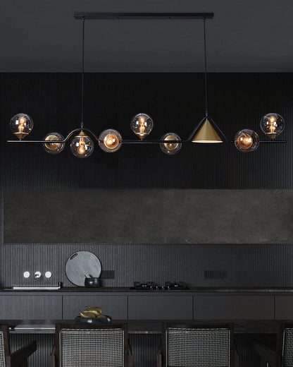 Linear Glass Globe Chandelier