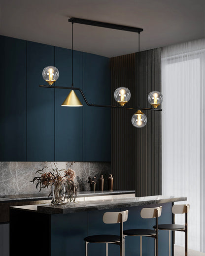 Linear Glass Globe Chandelier