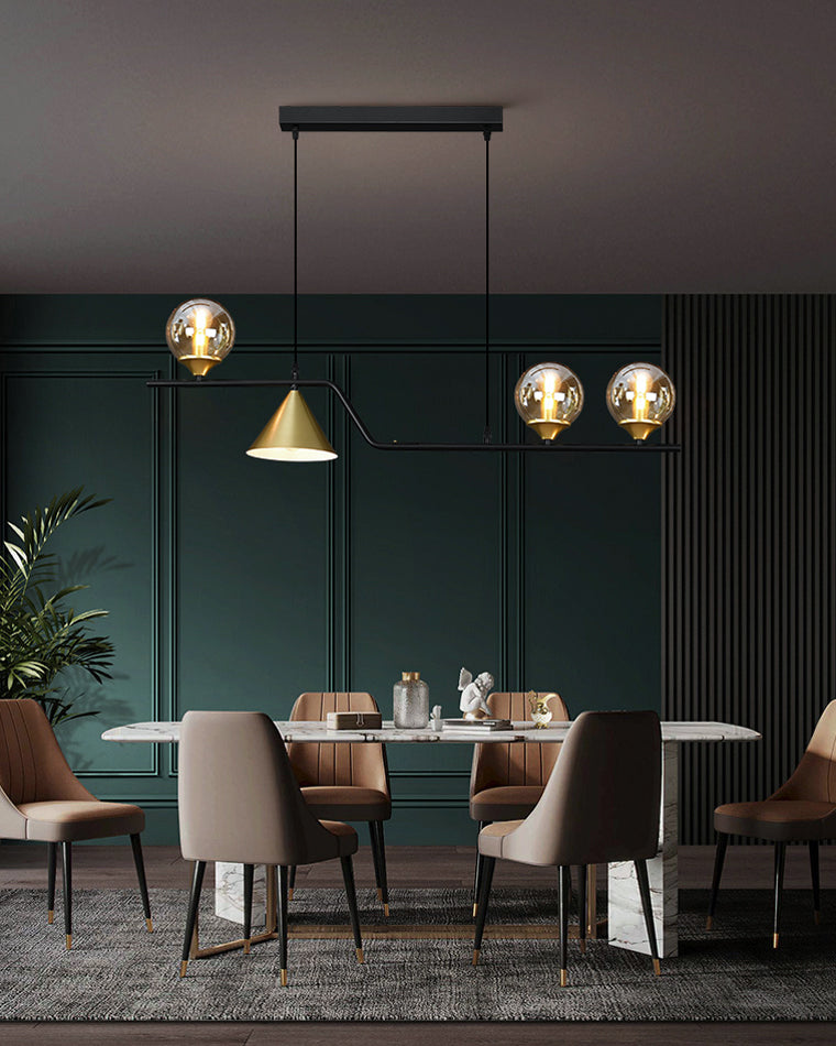 Linear Glass Globe Chandelier
