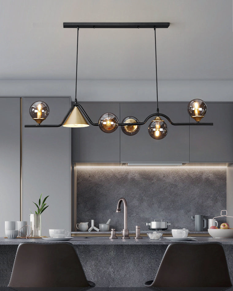 Linear Glass Globe Chandelier