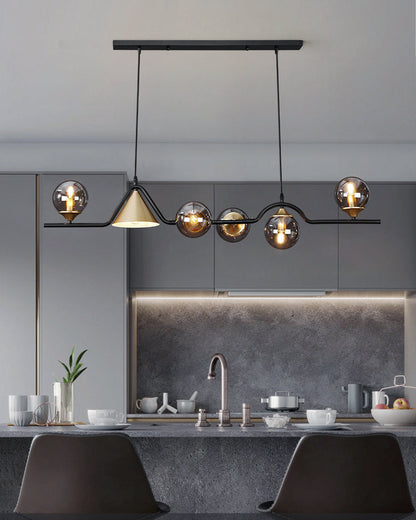 Linear Glass Globe Chandelier