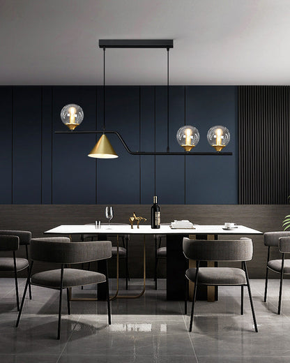 Linear Glass Globe Chandelier