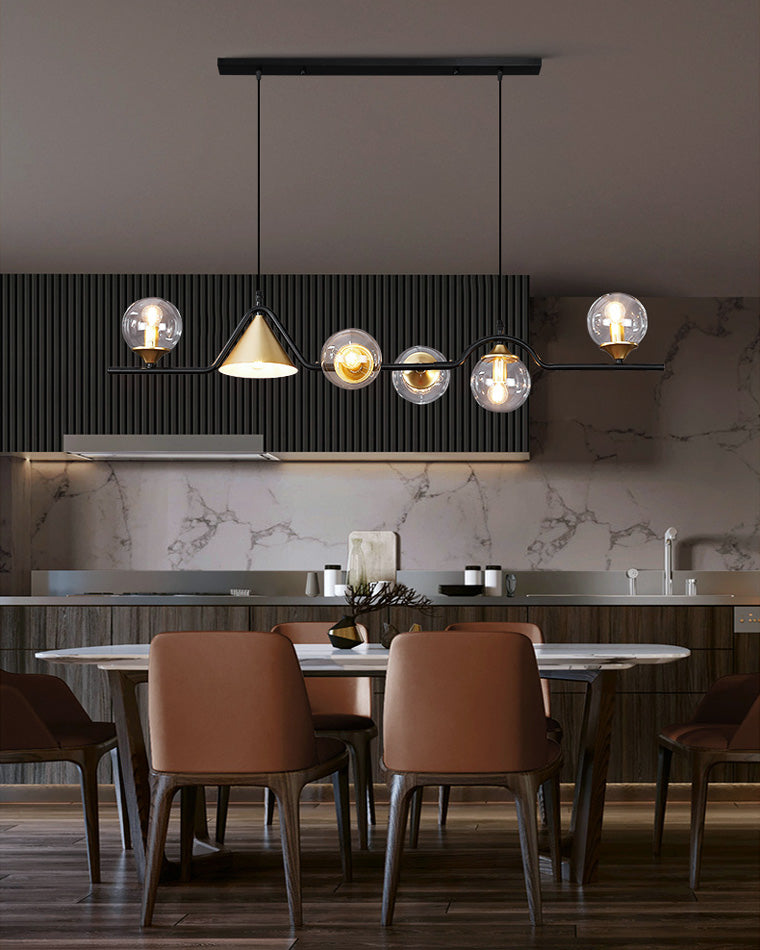 Linear Glass Globe Chandelier