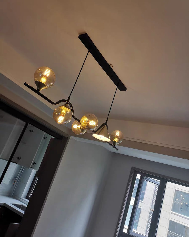 Linear Glass Globe Chandelier