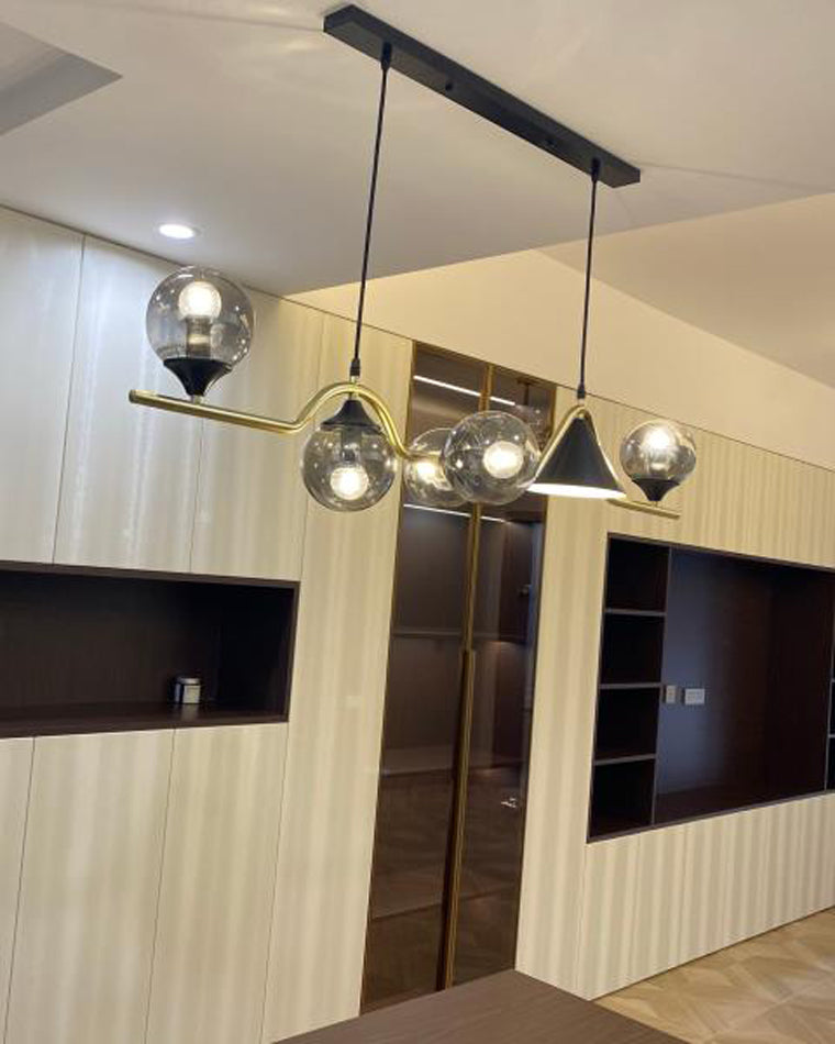 Linear Glass Globe Chandelier