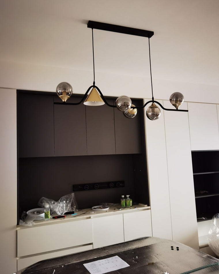 Linear Glass Globe Chandelier
