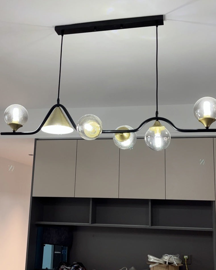 Linear Glass Globe Chandelier