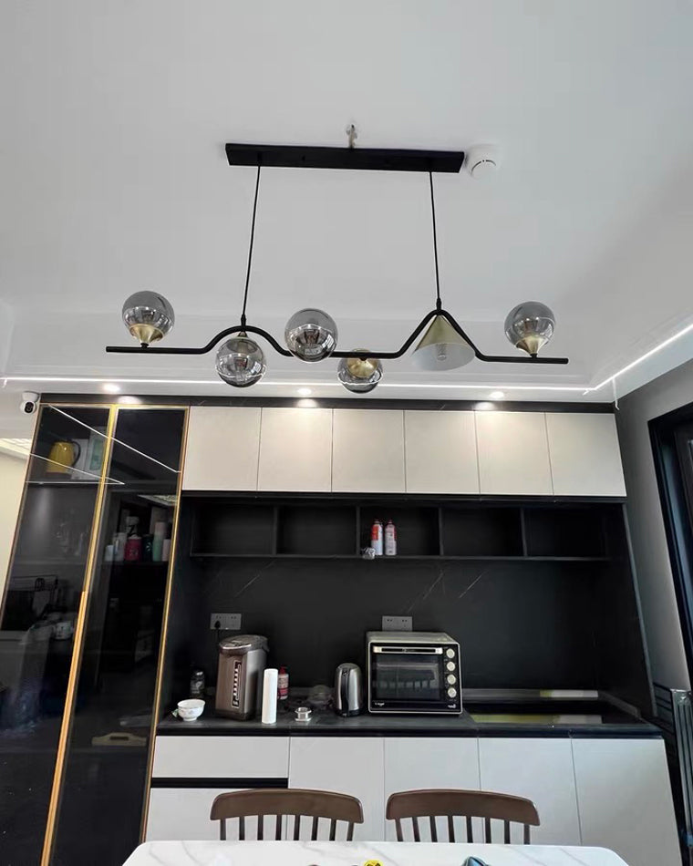 Linear Glass Globe Chandelier