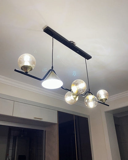 Linear Glass Globe Chandelier