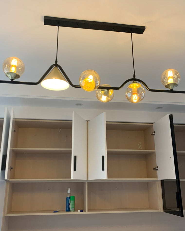 Linear Glass Globe Chandelier