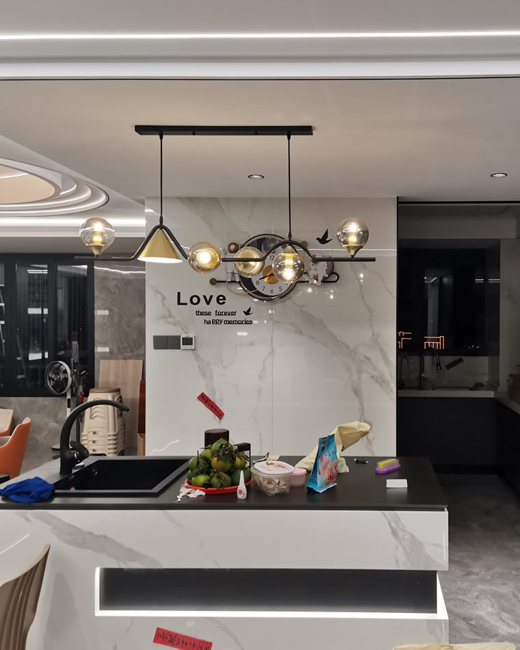 Linear Glass Globe Chandelier