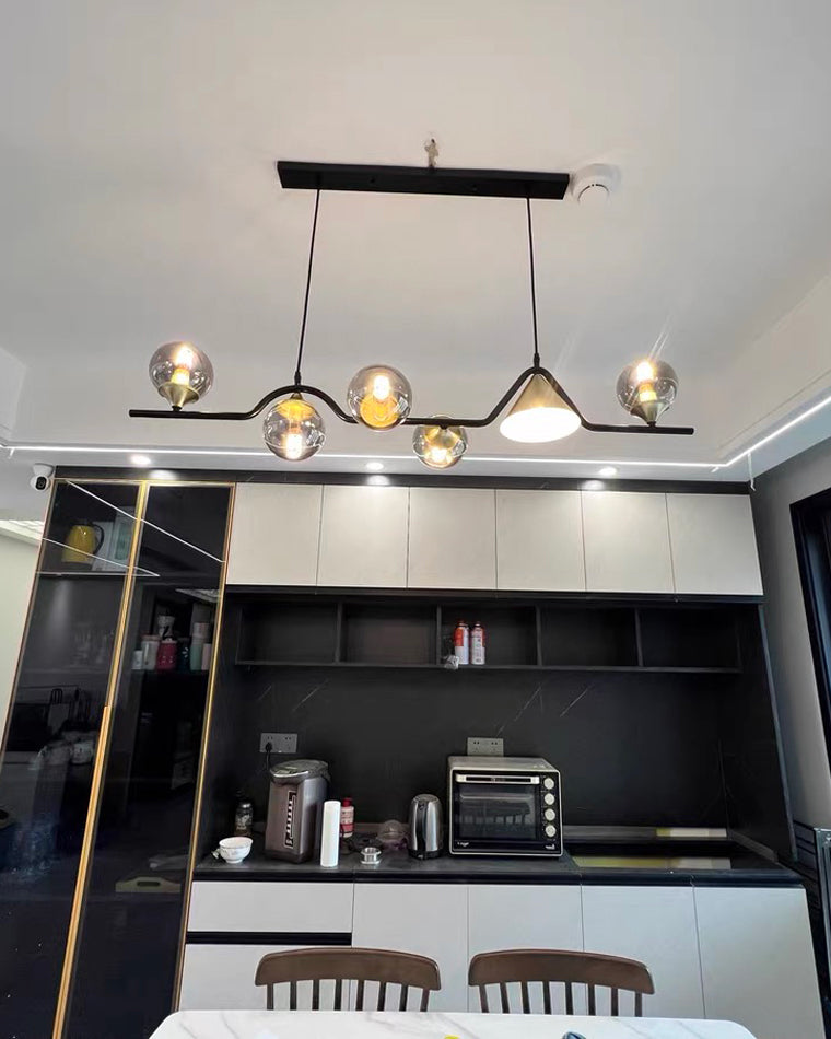 Linear Glass Globe Chandelier