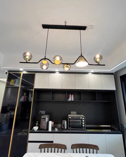 Linear Glass Globe Chandelier