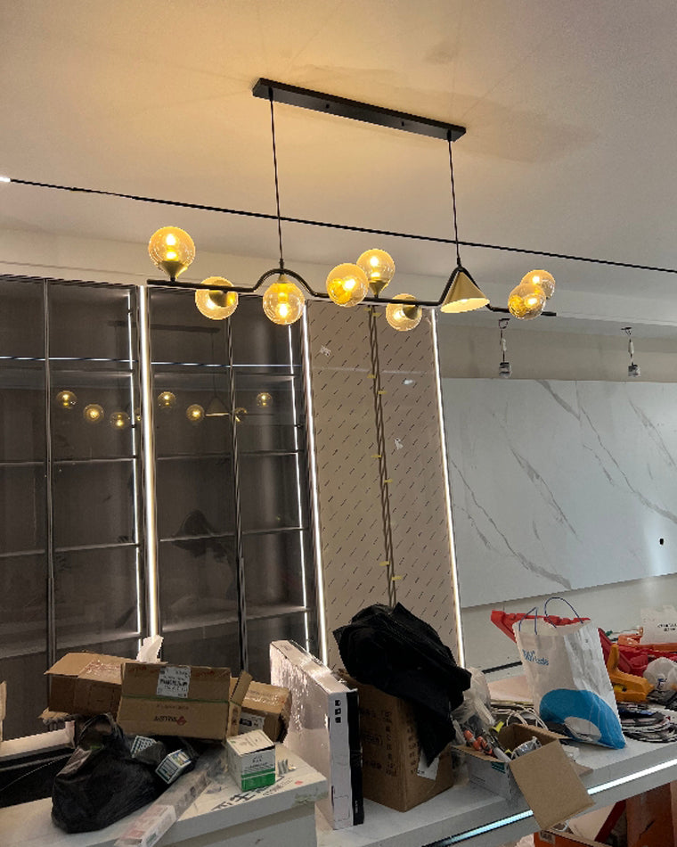 Linear Glass Globe Chandelier