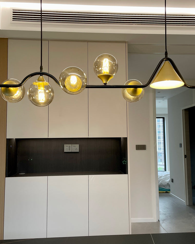 Linear Glass Globe Chandelier