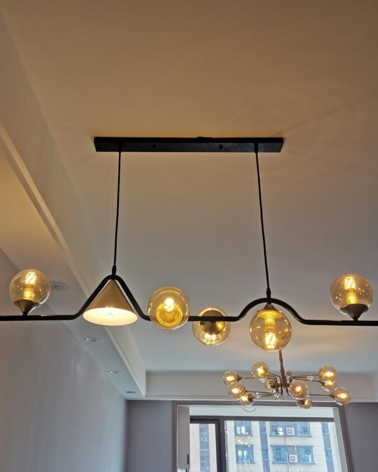 Linear Glass Globe Chandelier