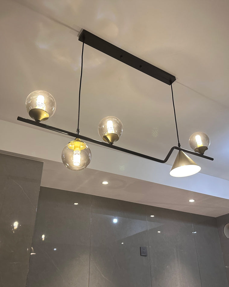 Linear Glass Globe Chandelier