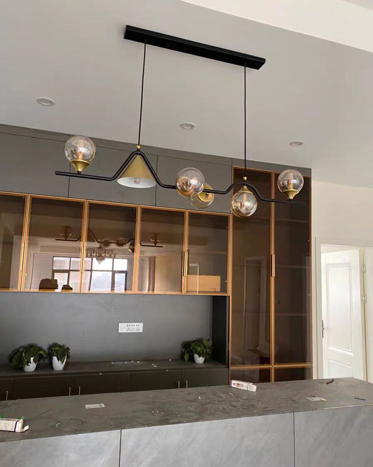 Linear Glass Globe Chandelier