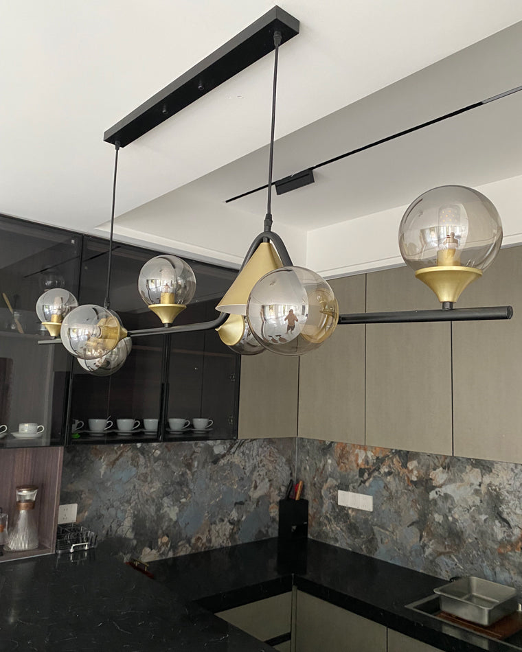 Linear Glass Globe Chandelier