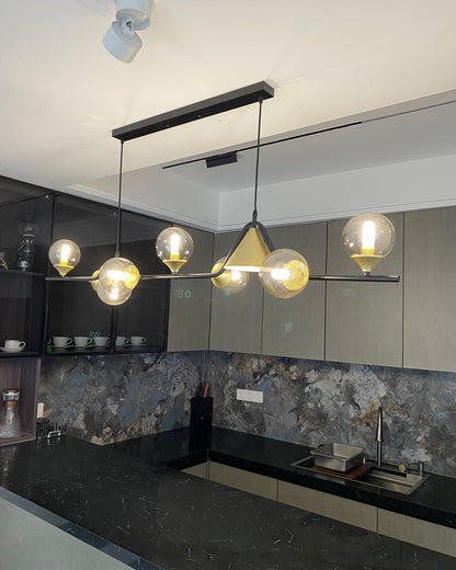 Linear Glass Globe Chandelier