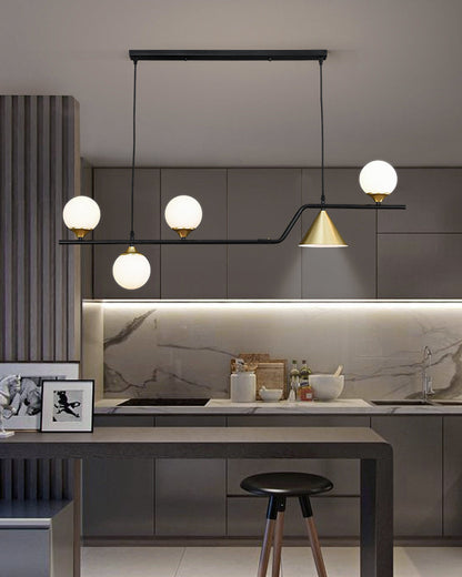 Linear Glass Globe Chandelier