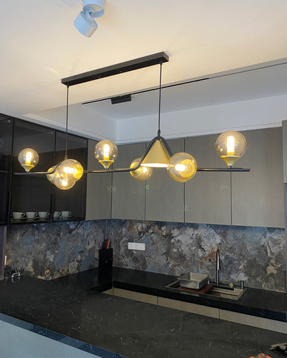 Linear Glass Globe Chandelier