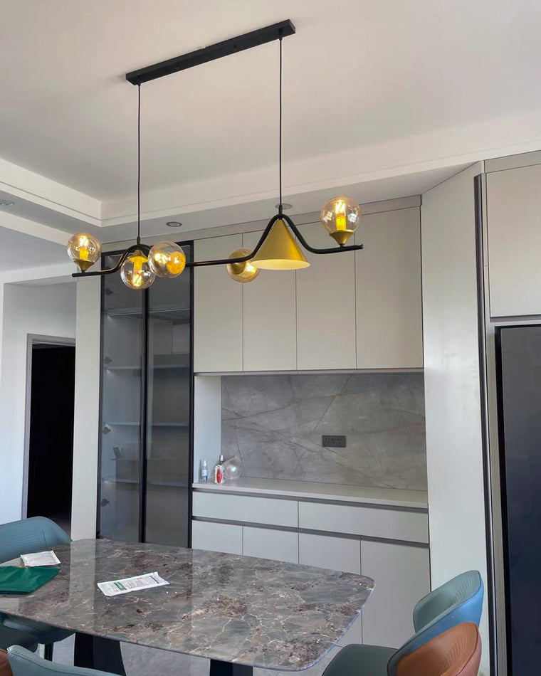 Linear Glass Globe Chandelier