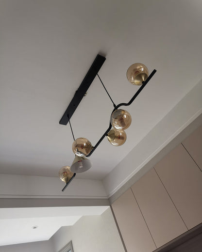 Linear Glass Globe Chandelier