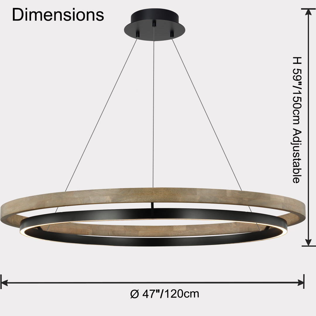 Circular Chandelier - Oak Light