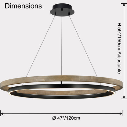 Circular Chandelier - Oak Light