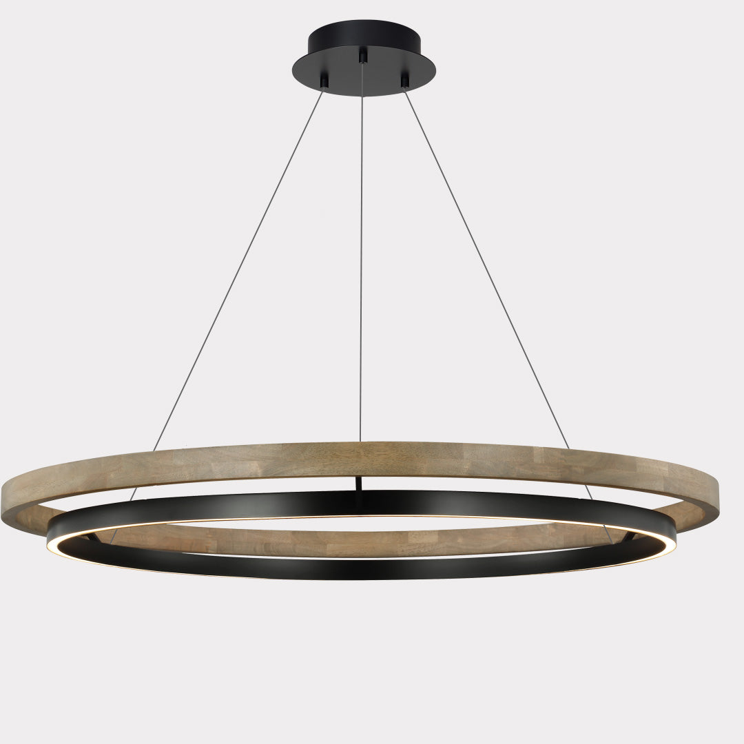 Circular Chandelier - Oak Light