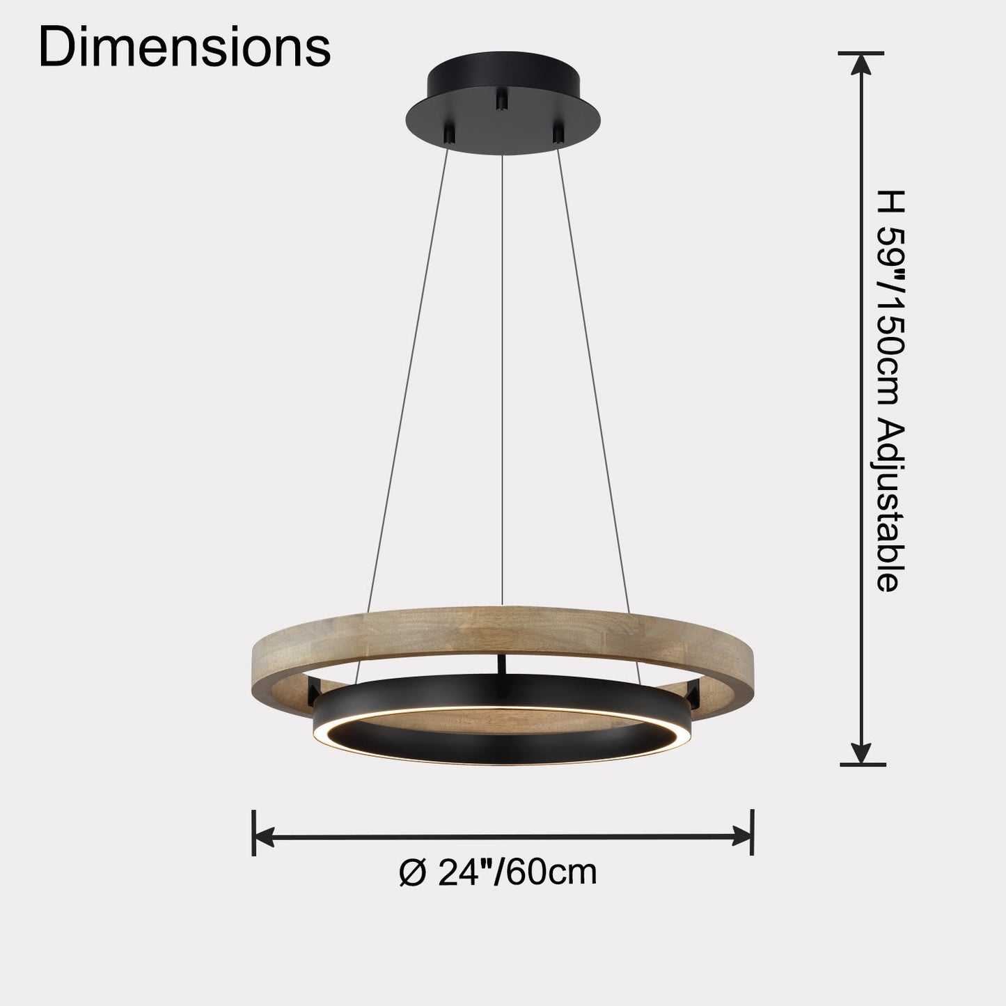 Circular Chandelier - Oak Light