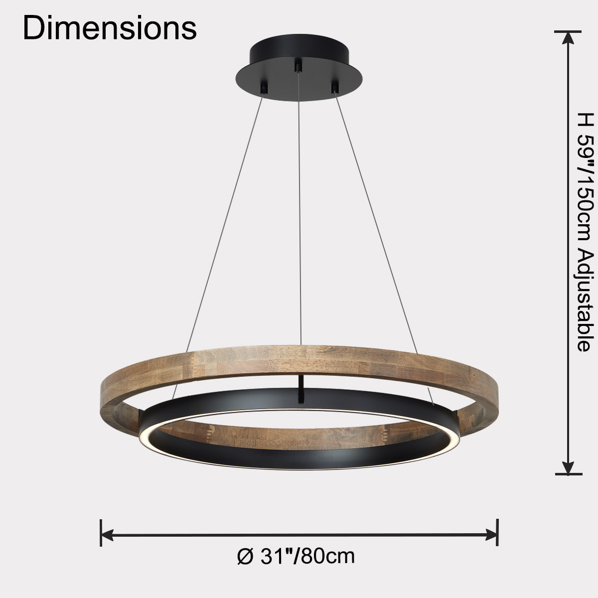 Circular Chandelier - Oak Light