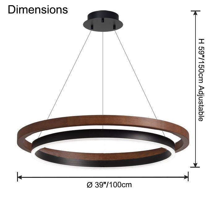 Circular Chandelier - Oak Light