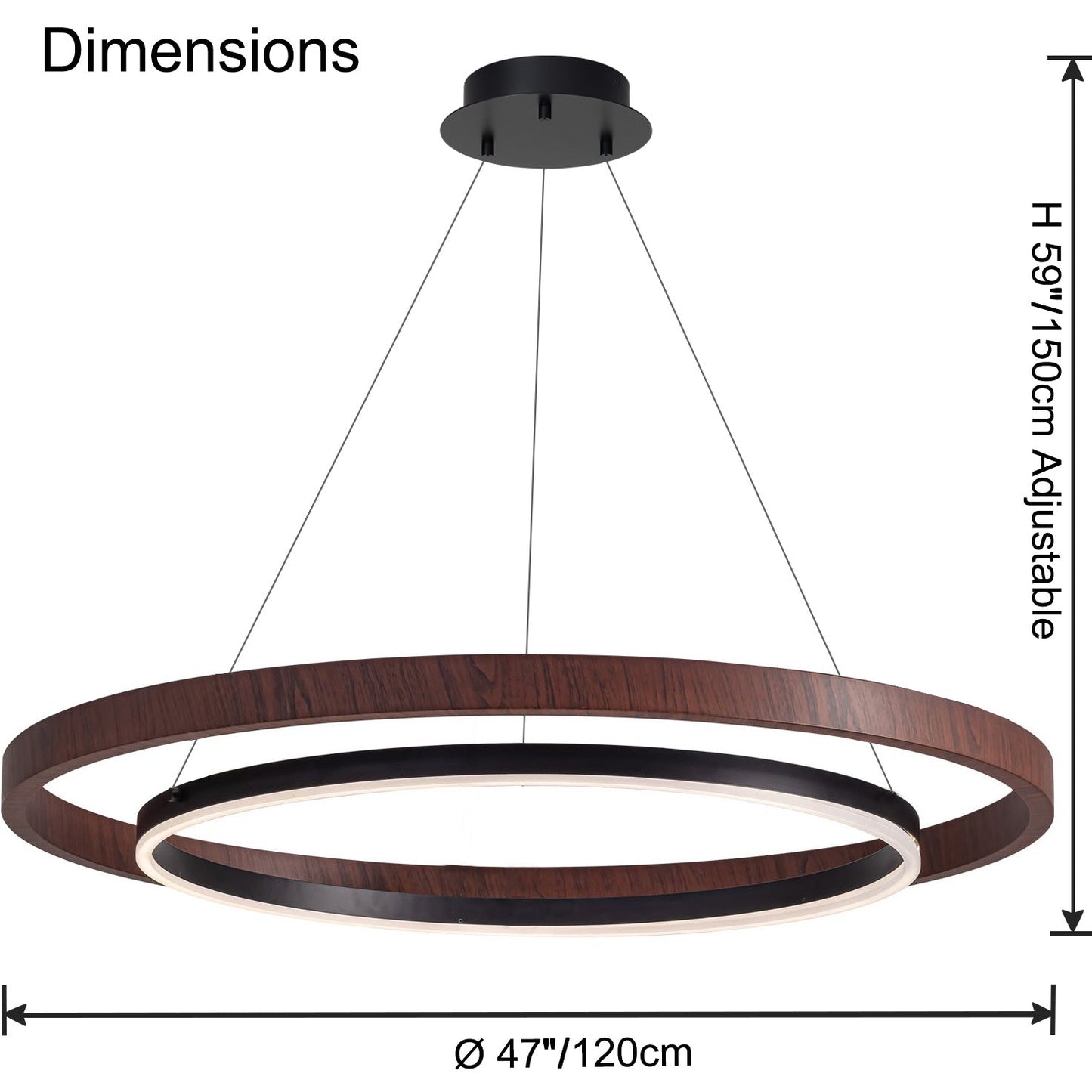 Circular Chandelier - Oak Light