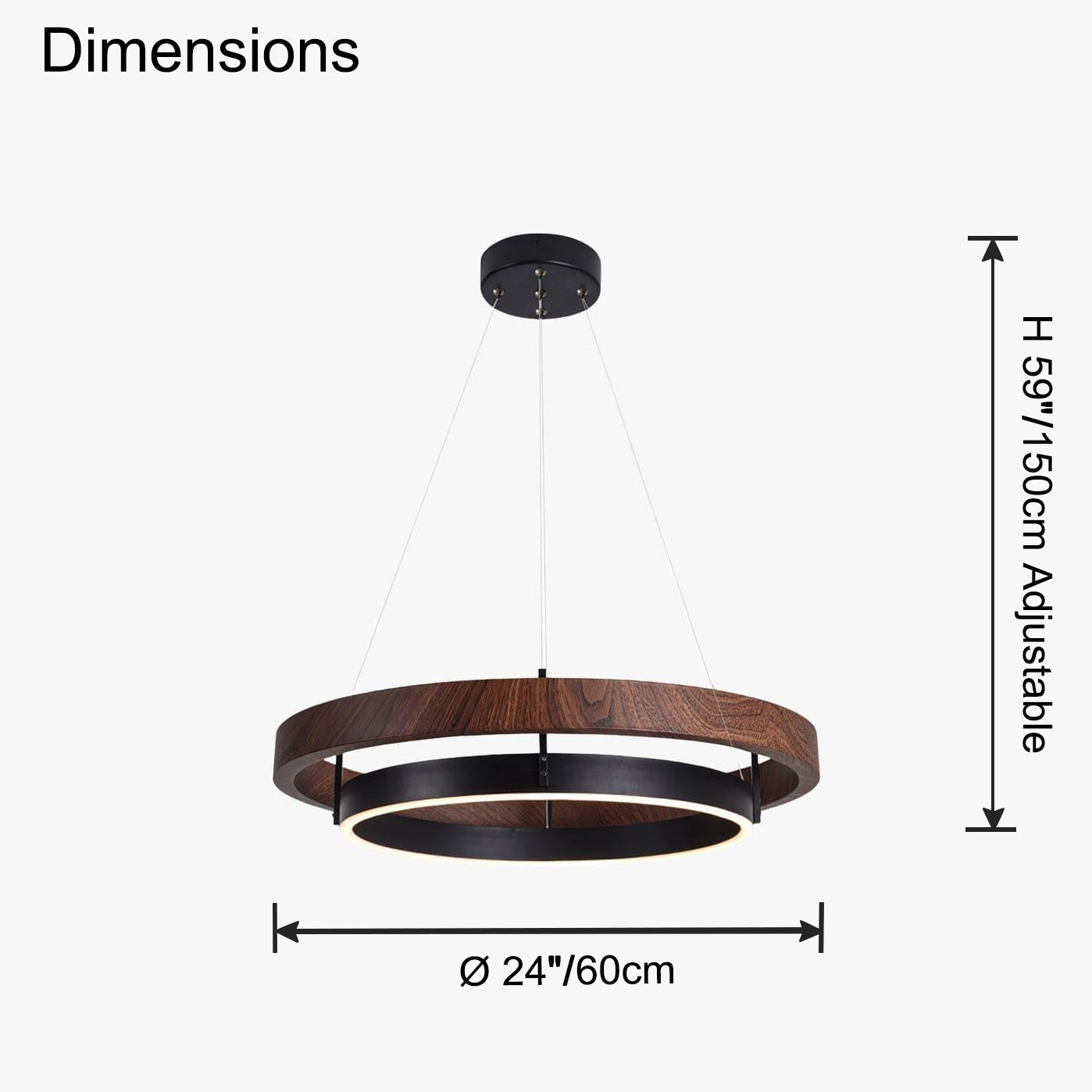 Circular Chandelier - Oak Light
