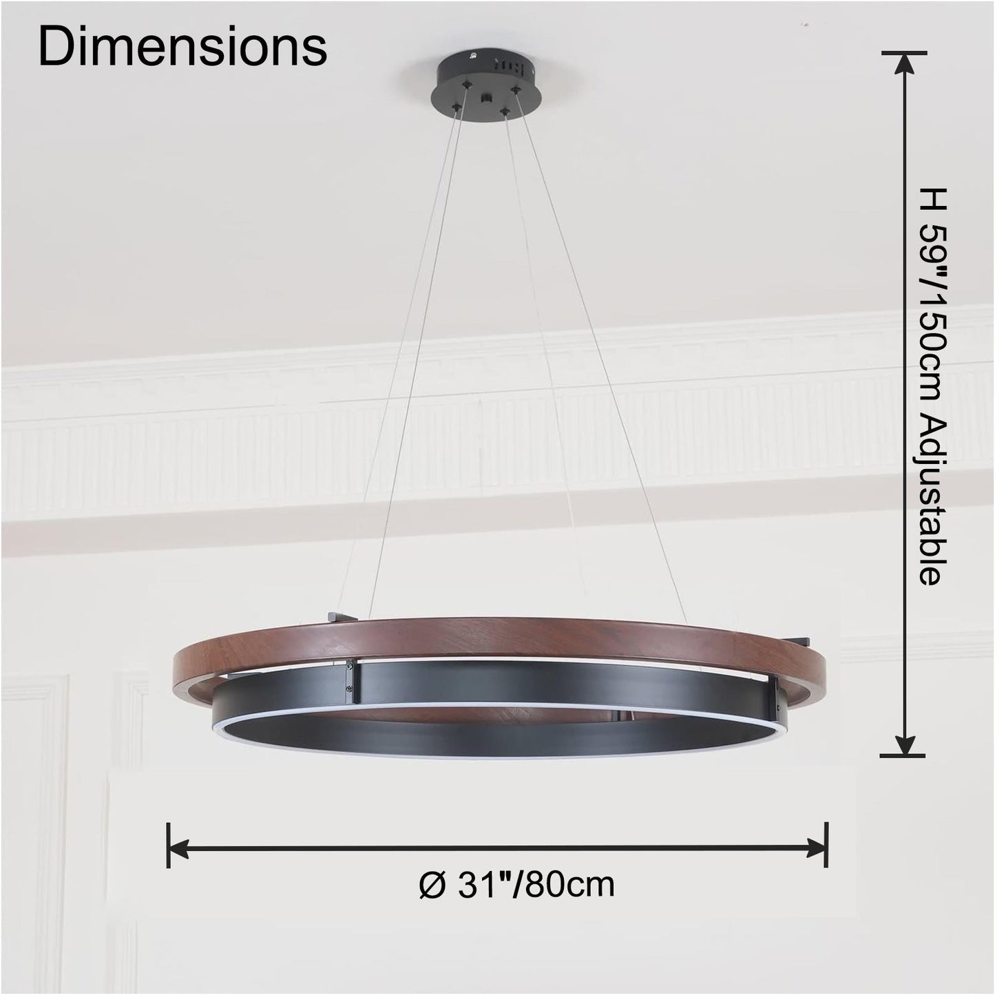 Circular Chandelier - Oak Light