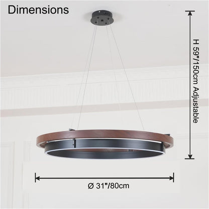 Circular Chandelier - Oak Light