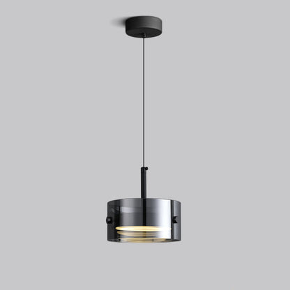 Black Glass Drum Pendant Light