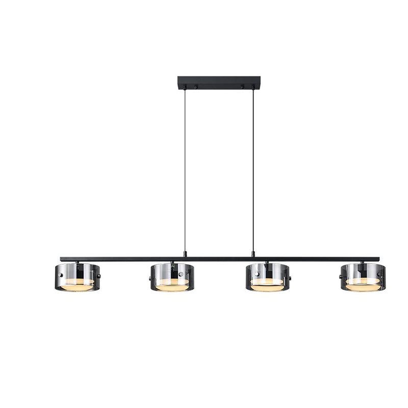 Black Glass Drum Pendant Light