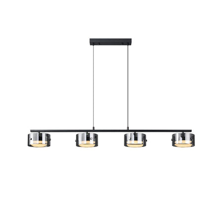Black Glass Drum Pendant Light